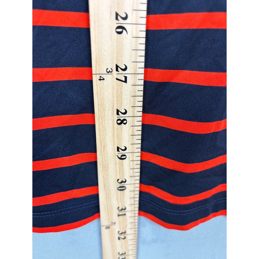 RLX Ralph Lauren Mens Medium Striped Performance Golf Polo Shirt Navy Orange - Picture 9 of 10